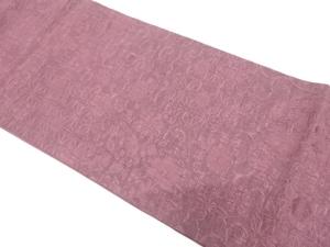 ふくれ織　切りばめ風　花に麻の葉模様織り出し　全通袋帯